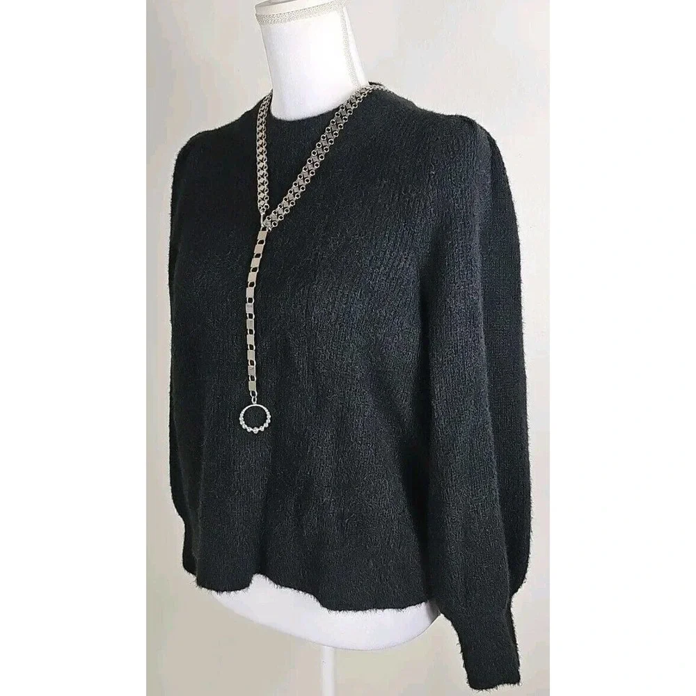 Madewell ~Woman Size XL~ Black Knit Pullover Sweater Crewneck Wool Blend.